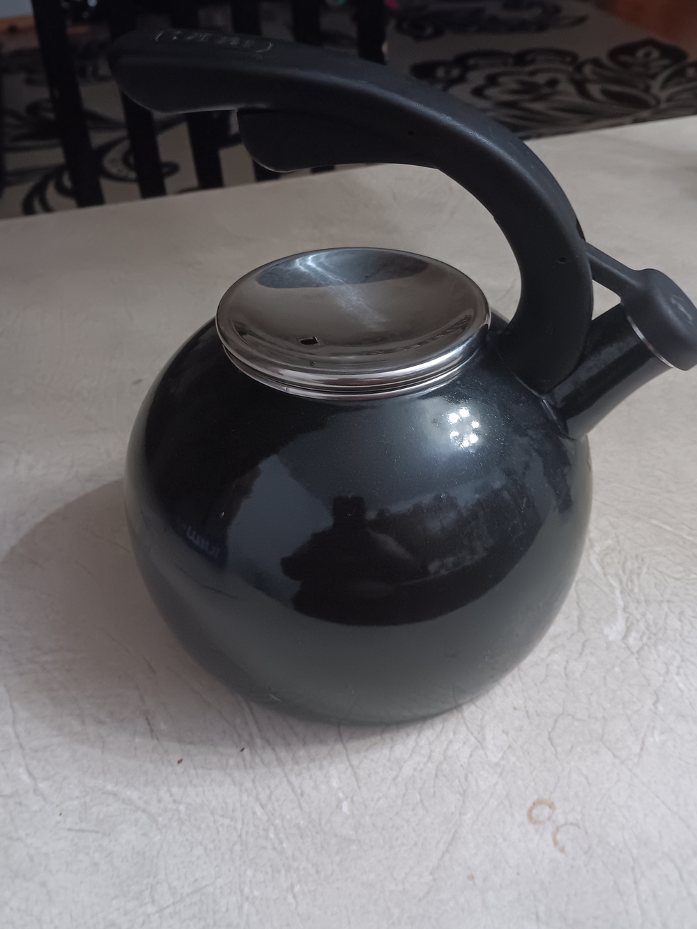 Better Homes And Gardens Black Whistling Tea Kettle with Stainless Lid